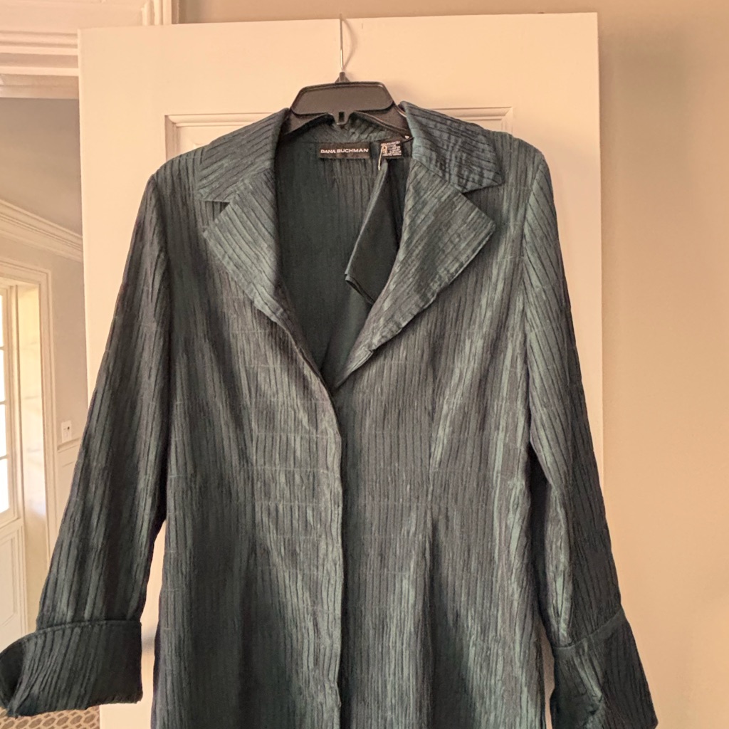 Dana Buchman Taffeta Dark Green Tunic With Belt - Size S